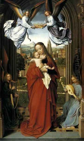 Virgin and Child with Four Angels Oil Painting by Gerard David