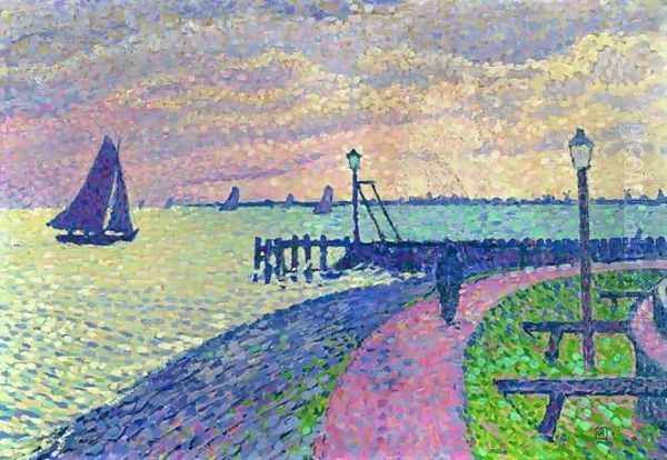 Entrance to the Port of Volendam Oil Painting by Theo van Rysselberghe