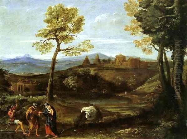 Landscape with the Flight into Egypt Oil Painting by Domenico Zampieri (Domenichino)