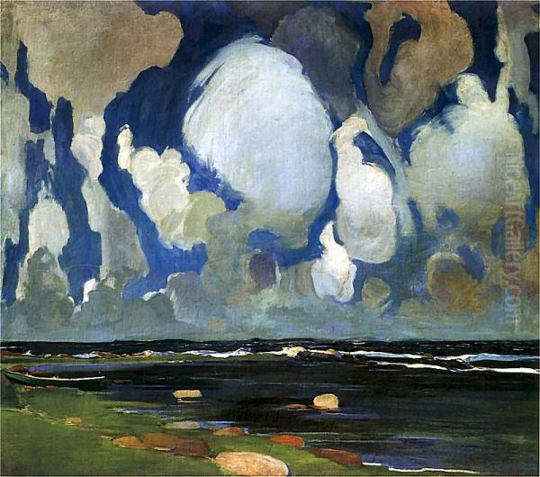 Clouds in Finnland Oil Painting by Konrad Krzyzanowski