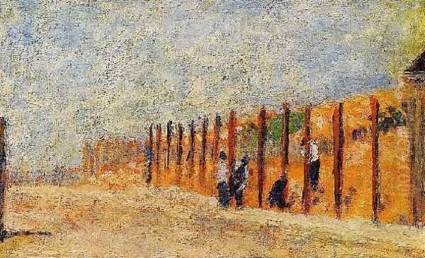 Peasants Driving Stakes Oil Painting by Georges Seurat