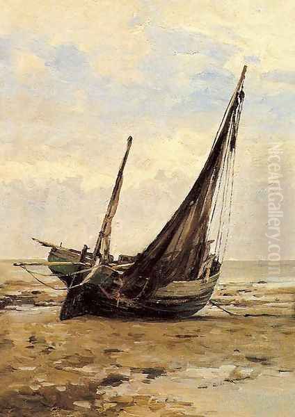 Barco de pesca Oil Painting by Carlos de Haes