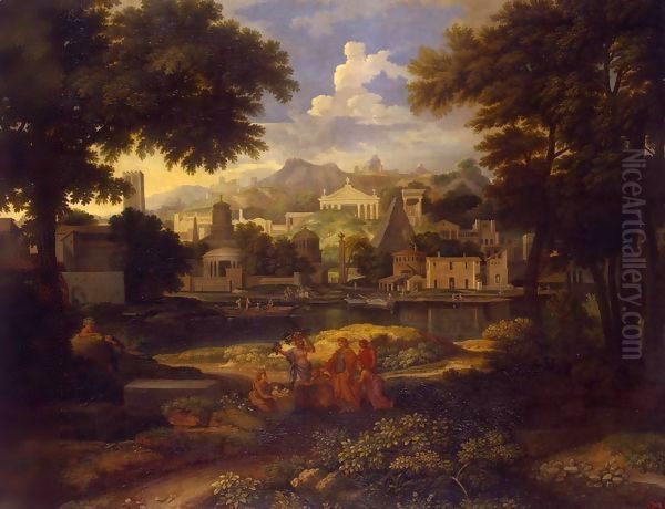 Landscape with the Finding of Moses Oil Painting by Etienne Allegrain