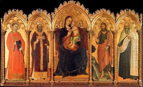 Madonna and Child with Saints Oil Painting by Andrea Bonaiuti da Da Firenze