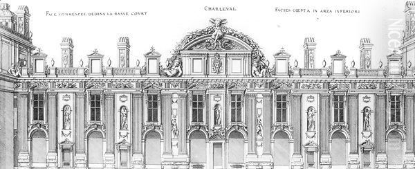 Chateau, Charleval Oil Painting by J. Androuet (du Cerceau) Ducerceau