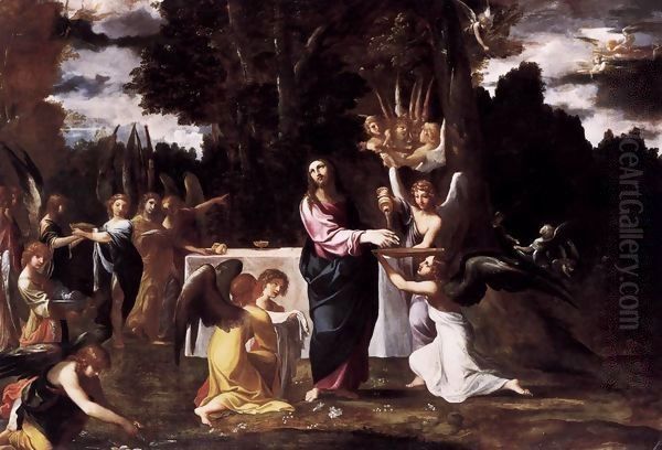 Christ Served by Angels in the Wilderness Oil Painting by Lodovico Carracci