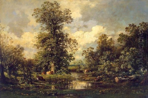 Forest Landscape Oil Painting by Jules Dupre