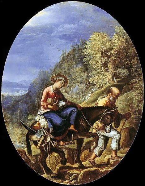 The Flight into Egypt Oil Painting by Adam Elsheimer