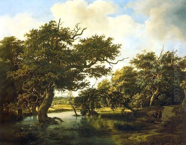 Marshy Wood Oil Painting by Meindert Hobbema