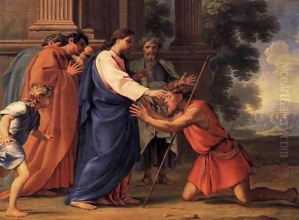 Christ Healing the Blind Man Oil Painting by Eustache Le Sueur