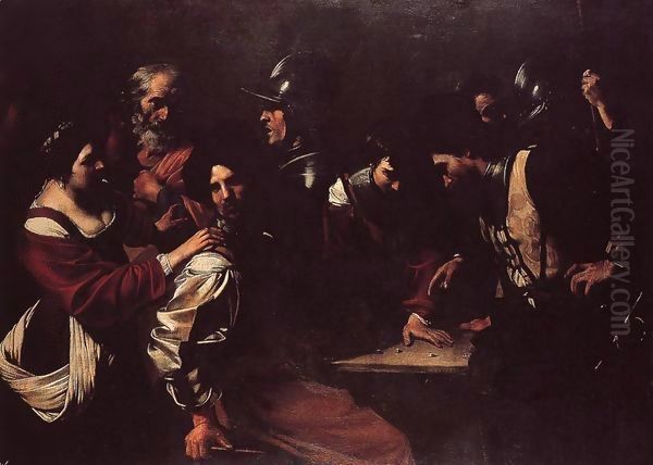 The Denial of St Peter Oil Painting by Bartolomeo Manfredi