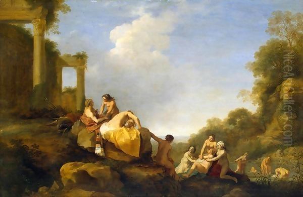 Landscape with Diana and Callisto Oil Painting by Cornelis Van Poelenburgh