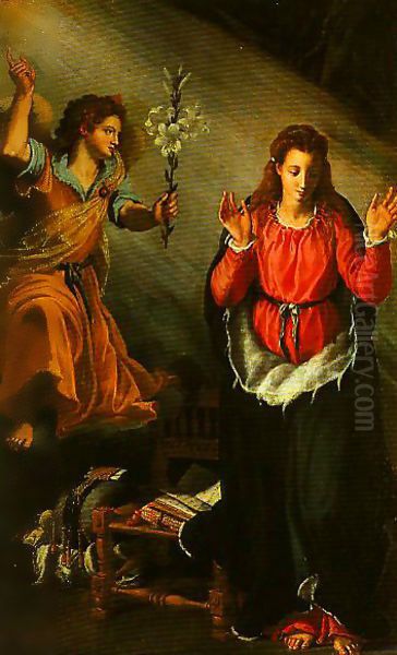 The Annunciation Oil Painting by Alessandro Allori