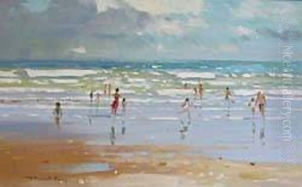 A Beach In Summer Oil Painting by Peter Johan Kraft