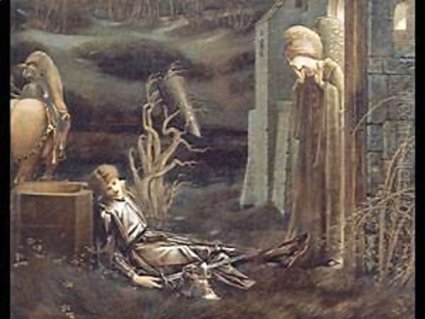 The Dream of Launcelot at the Chapel of the San Graal 2 Oil Painting by Sir Edward Coley Burne-Jones