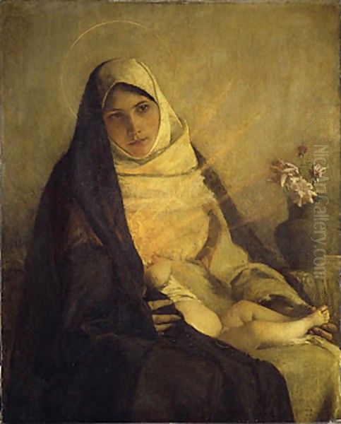 Madonna of the Rose 1885 Oil Painting by Pascal-Adolphe-Jean Dagnan-Bouveret