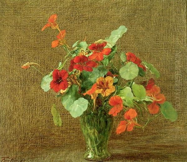 Capucines Oil Painting by Ignace Henri Jean Fantin-Latour