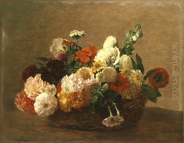 Flower Still Life Oil Painting by Ignace Henri Jean Fantin-Latour