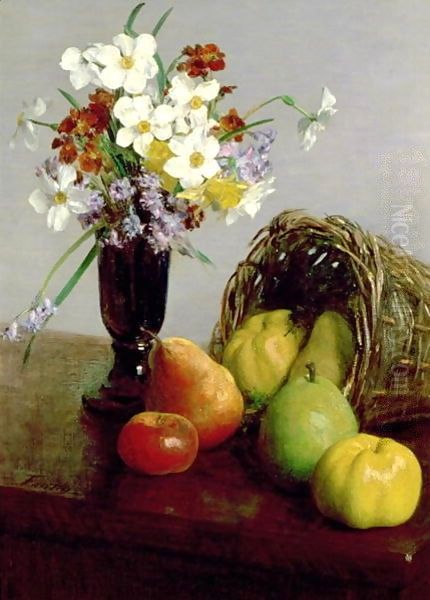 Fruits and Flowers 1866 Oil Painting by Ignace Henri Jean Fantin-Latour