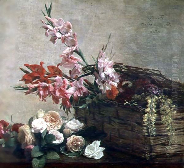 Gladioli and Roses Oil Painting by Ignace Henri Jean Fantin-Latour