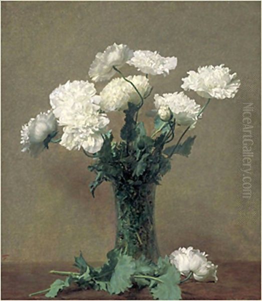 Poppies 1891 Oil Painting by Ignace Henri Jean Fantin-Latour