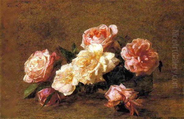 Roses 1899 Oil Painting by Ignace Henri Jean Fantin-Latour