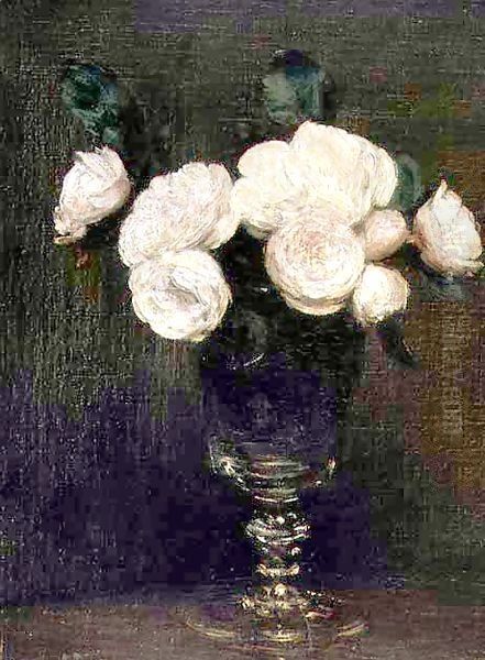 Still Life of Malmaison Roses Oil Painting by Ignace Henri Jean Fantin-Latour