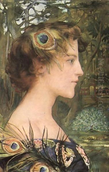 Profile With Peacock 1896 Oil Painting by Contemporary Japanese