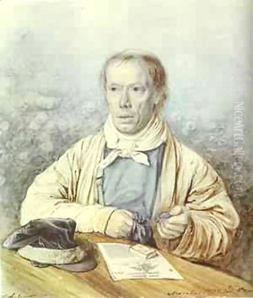 Portrait Of A I Fedotov The Artists Father 1837 Oil Painting by Pavel Andreevich Fedotov