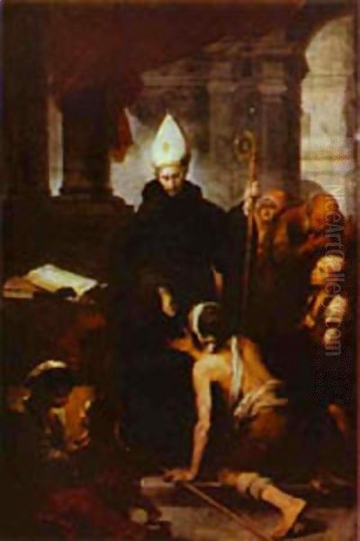 St Thomas Villanueva Giving Alms 1668 Oil Painting by Bartolome Esteban Murillo