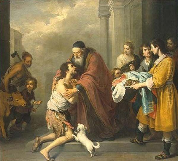 The Return Of The Prodigal Son 1670-74 Oil Painting by Bartolome Esteban Murillo