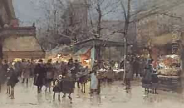 On a Grand Boulevard at Dusk Oil Painting by Eleanor Fortescue-Brickdale