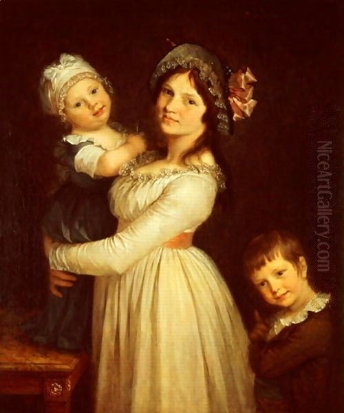 Family portrait of Madame Anthony and her children 1785 Oil Painting by Pal Mihaltz