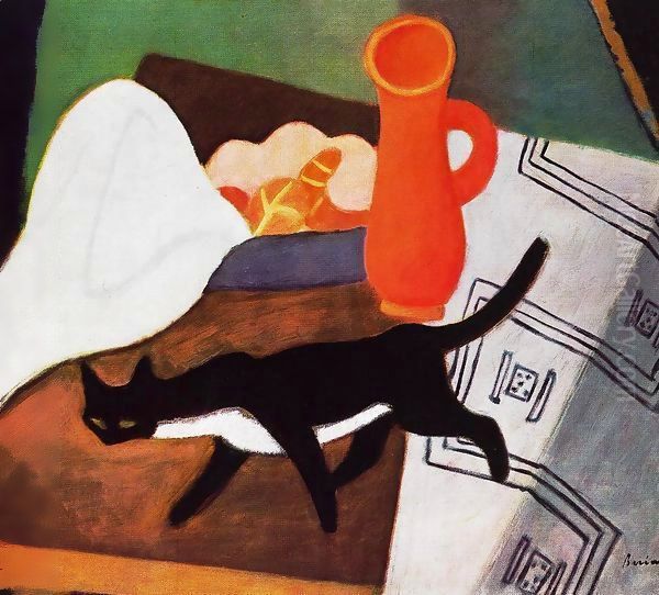 Cat and Still life 1930 Oil Painting by Paul Brill