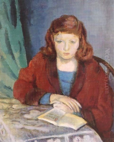 Girl Reading (Anna) 1946 48 Oil Painting by Paul Brill