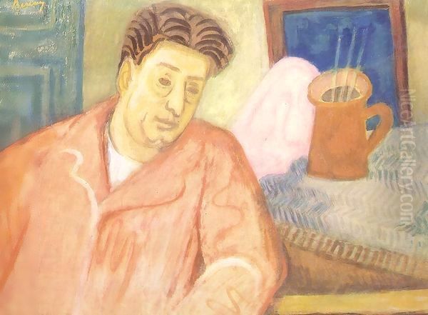 Meditation (Self portrait) 1930 Oil Painting by Paul Brill