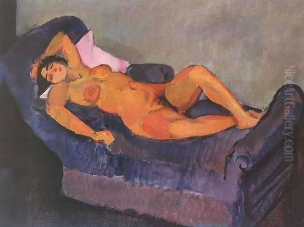 Reclining Nude 1906 Oil Painting by Paul Brill