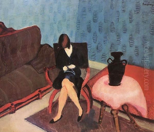 Woman in a Green Room 1927 Oil Painting by Paul Brill