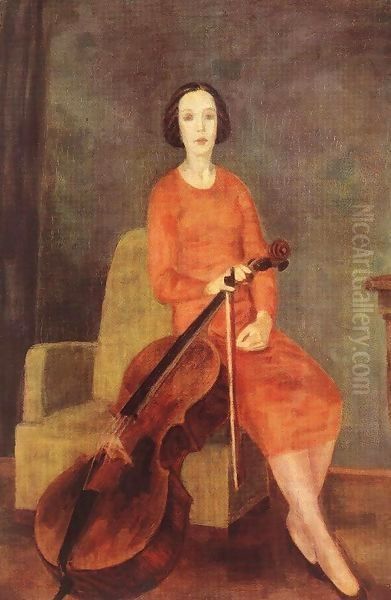 Woman Playing the Cello II 1937 Oil Painting by Paul Brill