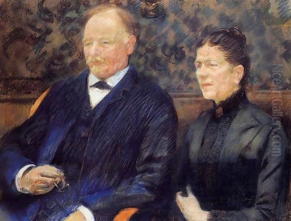 Portrait of Frederic-Gustave Scholobach and His Wife 1892 Oil Painting by Theo van Rysselberghe