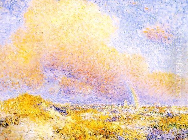 Village under a Rainbow as Seen from the Dunes 1887 Oil Painting by Theo van Rysselberghe