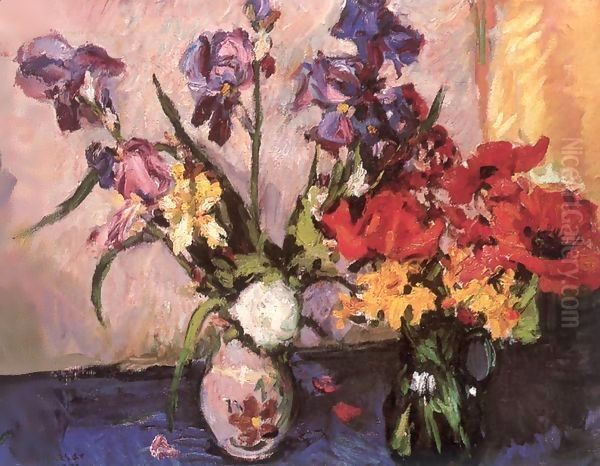 Poppies and Irises 1972 Oil Painting by Imre Amos