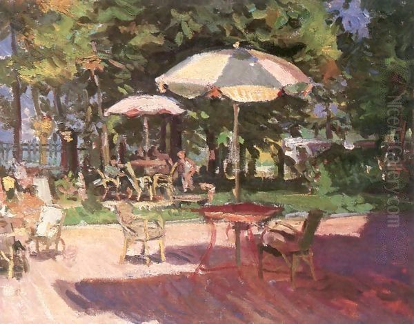 The Garden of Hotel Hullam 1956 Oil Painting by Imre Amos