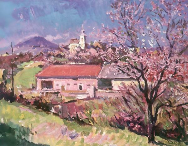 Village View at Zanka 1972 Oil Painting by Imre Amos