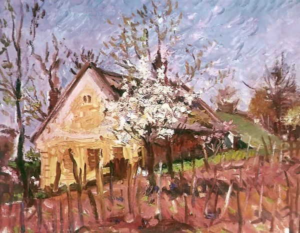 Winery House in Spring 1971 Oil Painting by Imre Amos