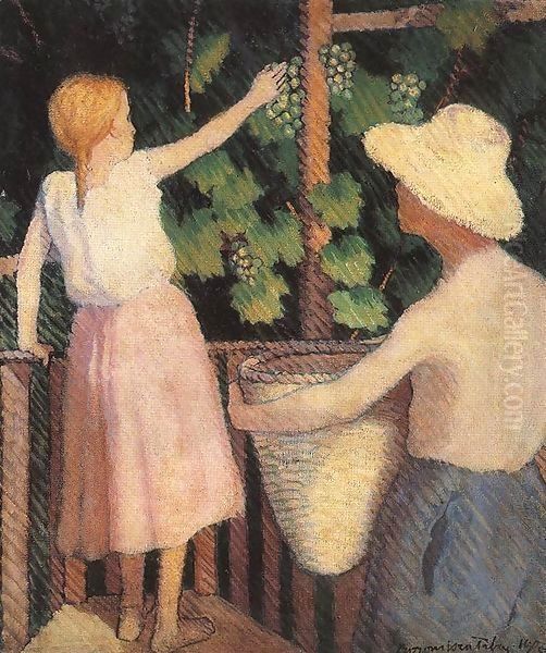 Picking Grapes 1906 Oil Painting by Sidney Harold Meteyard