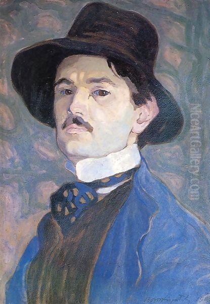 Self portrait 1908 Oil Painting by Sidney Harold Meteyard