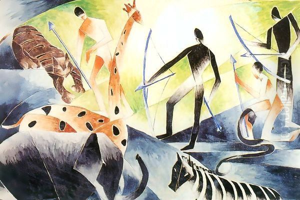 Hunting 1960 Oil Painting by Geza Bene