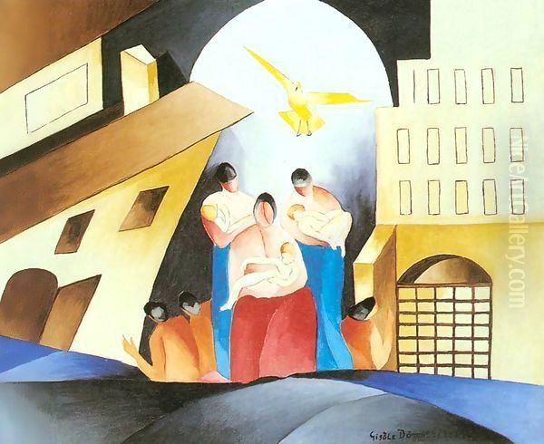 Mothers 1950 Oil Painting by Geza Bene