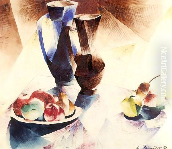 Still-life with Two Jugs 1924 Oil Painting by Geza Bene